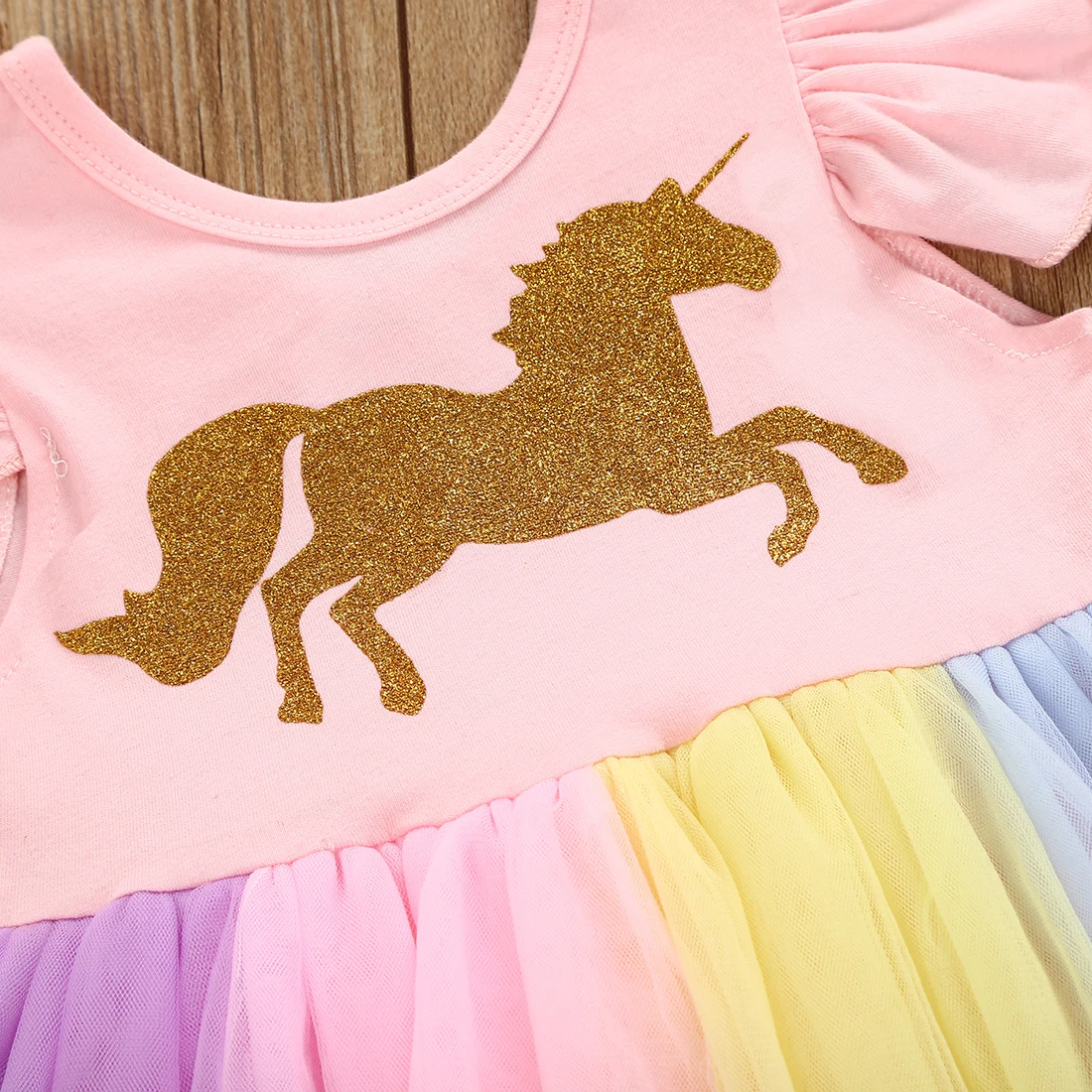 Copilul Fete Pentru Copii Unicorn Dantela Tutu Body Rochie Cu Maneci Scurte Colorate Bodysuit Dress Utilaje