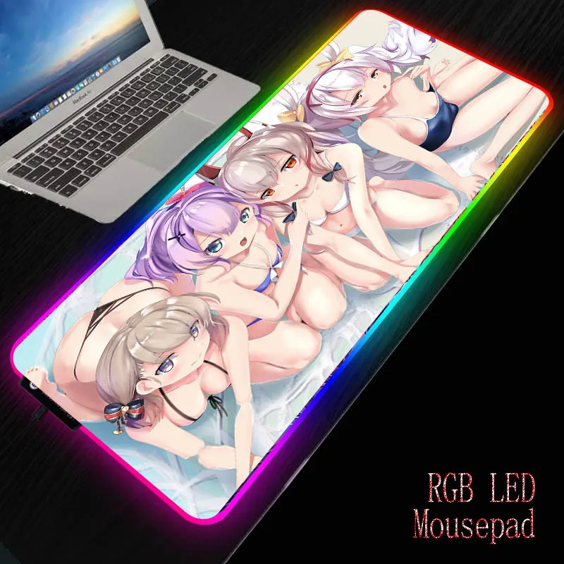 Mairuige Anime Fata Sexy RGB Jocuri Mari Mouse Pad Gamer Condus de Calculator Mousepad cu Iluminare din spate Covor pentru Tastatura Birou Mat DIY