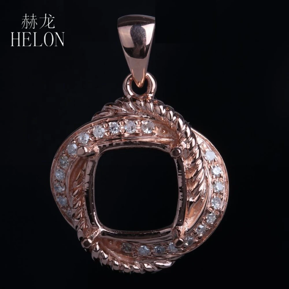 HELON pernite 9X9mm Solid Aur de 14k Diamante Naturale Semi Muntele Pandantiv Femei Bijuterii Fine Diamante Pandantiv Setare