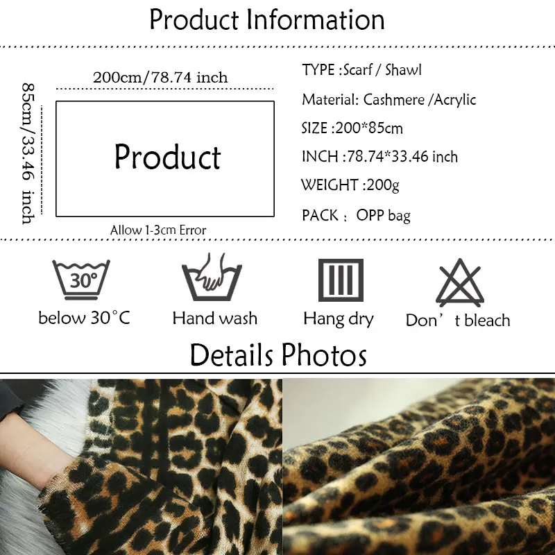 2020 Cald Eșarfă de Cașmir pentru Femei de Lux Leopard Cald Hijab Eșarfă de Iarnă Doamna Pashmina Șaluri și Împachetări Foulard Pătură Groasă