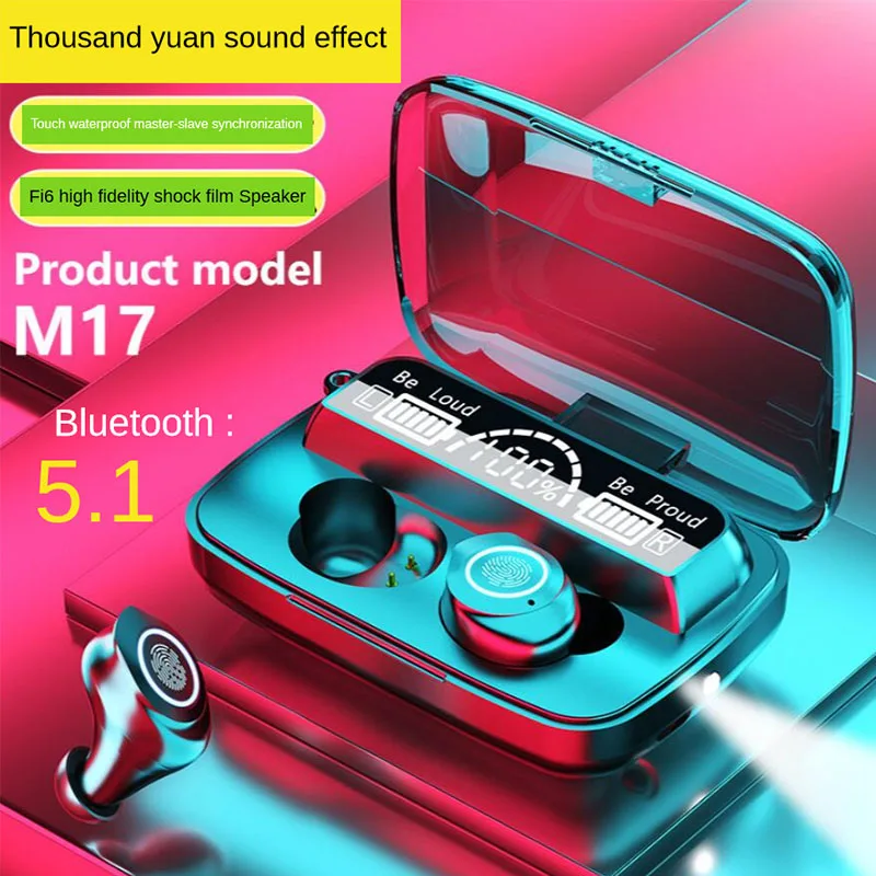 M17, TWS Bluetooth 5.1 Căști fără Fir, Căști 9D Stereo Sport rezistent la apa Căști Căști Microfon Pentru Dropshipping D13
