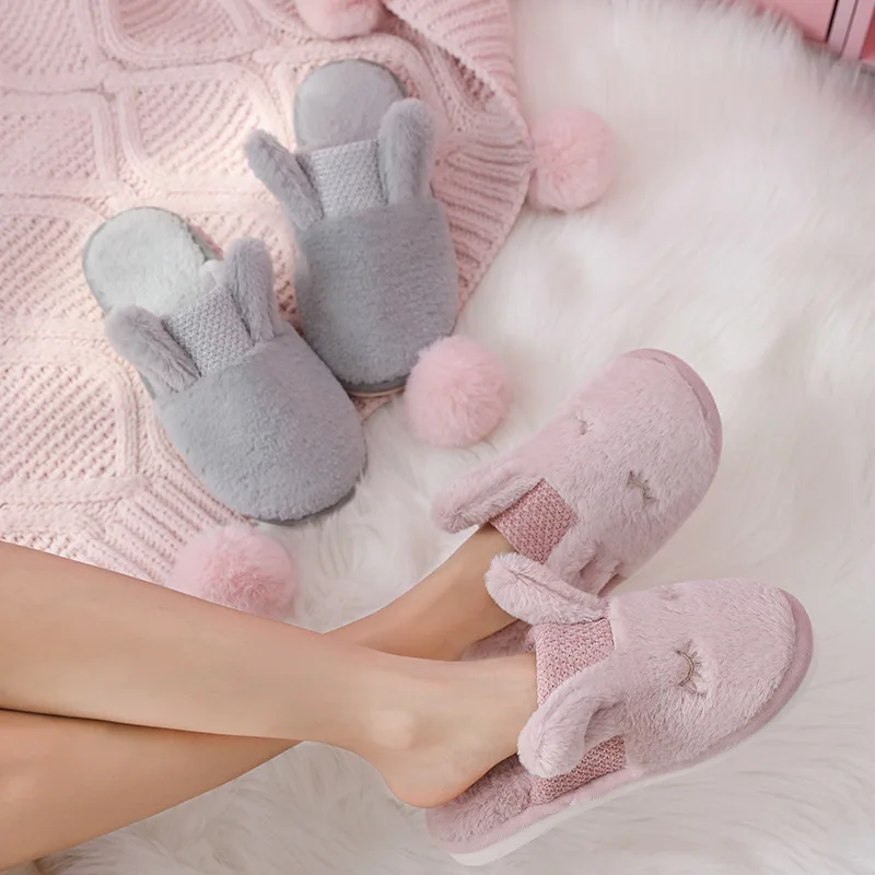 Iarna Iepure Drăguț Designer Cu Blană Papuci De Femei De Interior Dormitor Cald Plus Doamnelor Apartamente Pantofi Diapozitive Cupluri Papuci De Blană