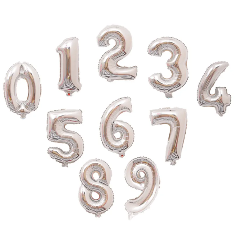 100buc 16inch Aur Și Argint Digital 0-9 Baloane Folie Petrecere de Aniversare de Nunta de Decorare Numărul Figura Balon Jucării Gonflabile