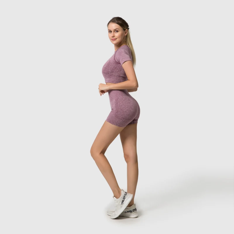 Femei Fără Sudură Yoga Set De Fitness Crop Top Cu Maneci Scurte Camasi Pantaloni Scurți De Sport Antrenament Haine Pentru Femei Sport Seturi De Yoga Ti Se Potriveste