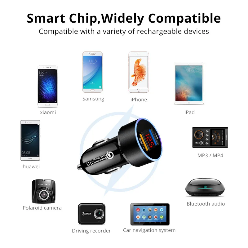 Afișaj LED Dual USB QC 3.0 Incarcator Auto Universal Telefon Mobil Încărcător Auto Pentru iPhone 11 Pro XS Max XR X 7 8 Plus Samsung Huawei