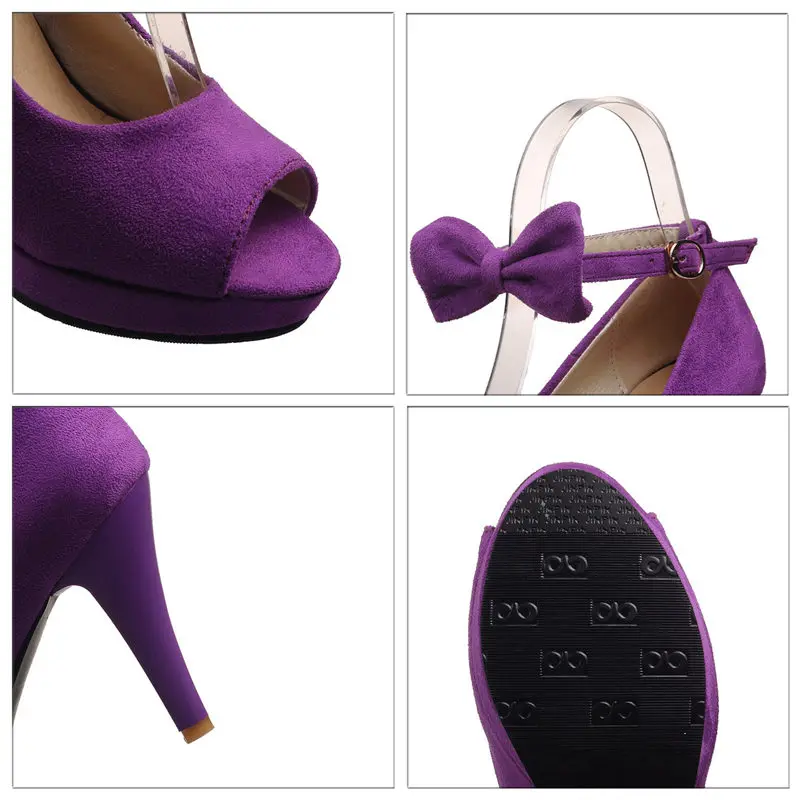 MAZIAO Noi sosesc femei pompe dulce papion rochie de mireasa pantofi toc inalt platforma pantofi negru violet roșu vin dimensiunea 34-43