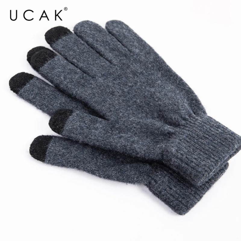 UCAK Brand Nou Ecran Tactil Knitte Mănuși de Iarnă de Toamnă Bărbați Femei Îngroșa Lână Pură Mănușă de box Cald Pereche de Mănuși de Înaltă Calitate A13