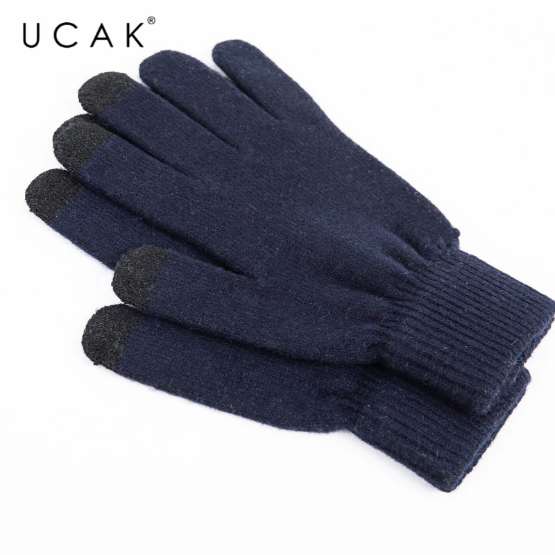 UCAK Brand Nou Ecran Tactil Knitte Mănuși de Iarnă de Toamnă Bărbați Femei Îngroșa Lână Pură Mănușă de box Cald Pereche de Mănuși de Înaltă Calitate A13