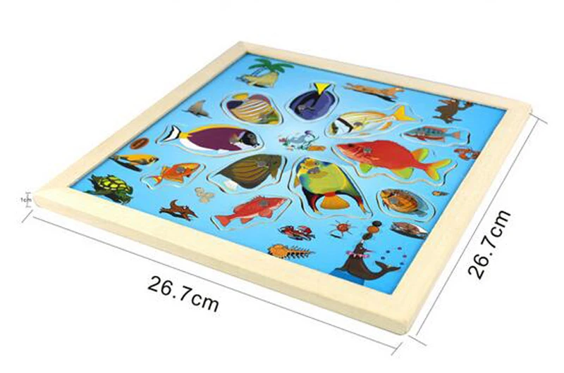 Nouă Copii Magnetic Tijă De Pescuit De Pește Modelul Baie Jucărie Distractiv Set De Desene Animate Pentru Copii Puzzle Din Lemn Magnetic Joc De Pescuit