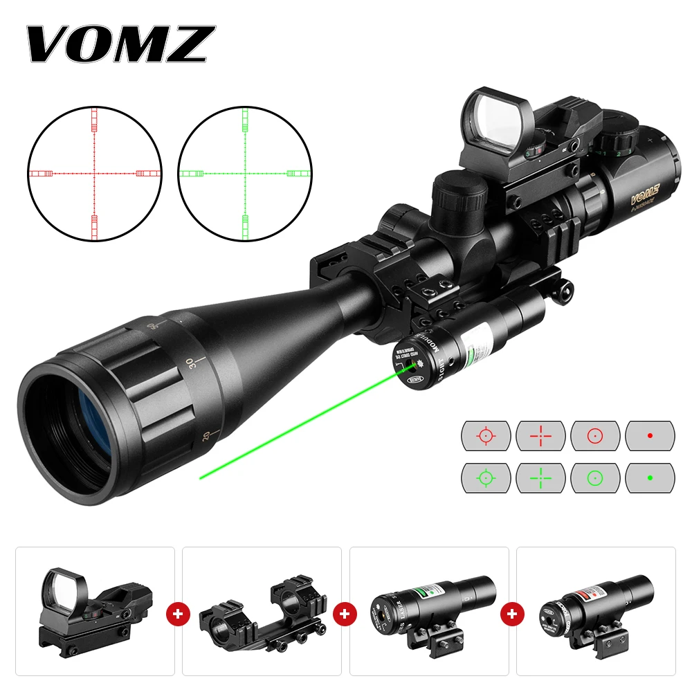 Vânătoare 6-24x50 AOEG Telemetru Luneta Cu Holografic 4 Reticul Vedere Red Dot Laser Verde Combo Riflescope Ar15