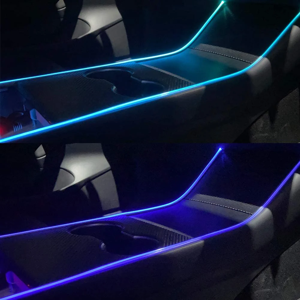 Pentru Tesla Model 3 Benzi cu LED-uri de Lumină Muti-color Sunet-activat RGB Masina Atmosferă de Lumină Lampă Panglică Flexibil Cu Bluetooth de la Distanță
