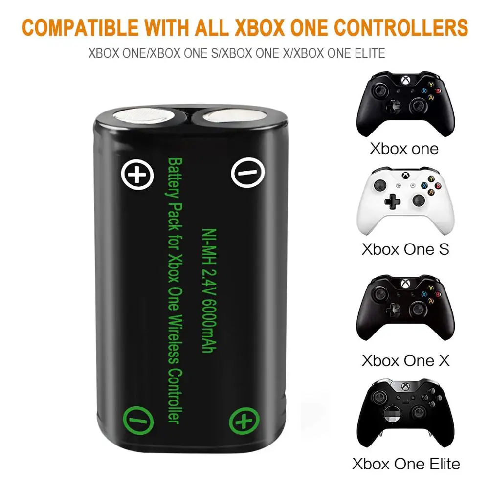 6000mAh 2 Baterii Pack pentru Xbox One / Xbox One S/Xbox One X/Xbox One Elite Controller Wireless Gamepad-uri + Dual LCD Incarcator USB