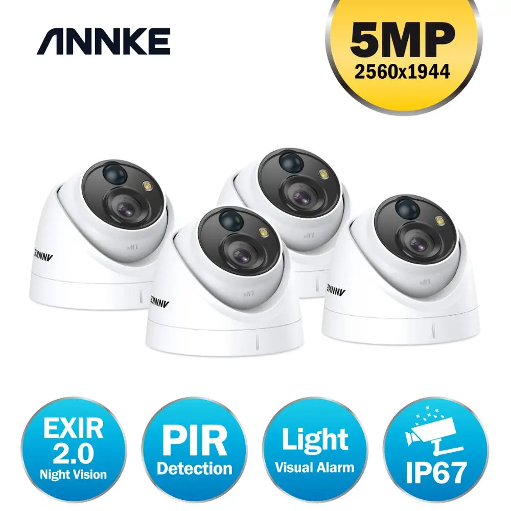ANNKE 4BUC 5MP Super HD prin Cablu TVI de Securitate PIR Camera Cu Alb Lumina Vizuale de Alarmă în aer liber, rezistente la Intemperii PIR de Detectare CCTV Kit