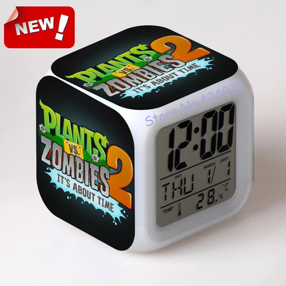 Plants VS Zombies Ceas Deșteptător Led 7 Culori Schimbare Gadget-uri se Răcească Saat Tabel Pătrat de Proiecție Ceas Digital din Plastic