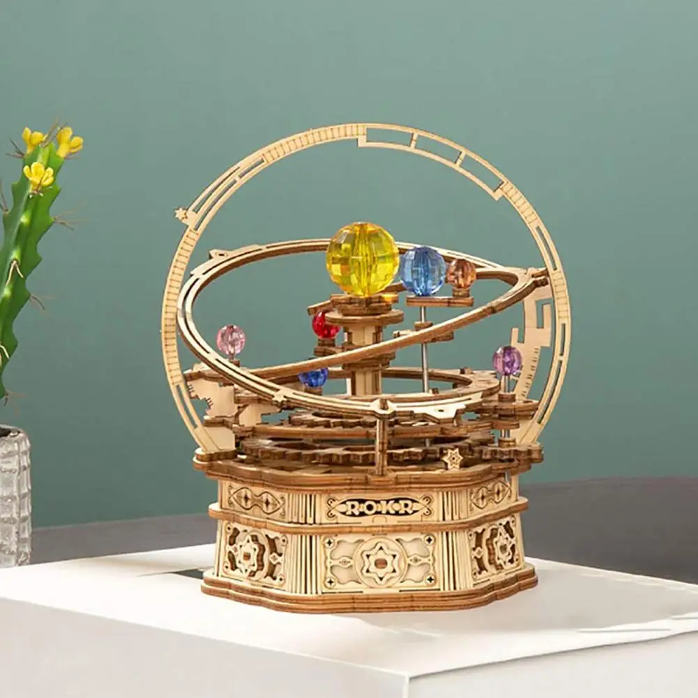 Rotativ 3D DIY Romantic Carusel din Lemn Puzzle Joc de Asamblare Cutie muzicala de Jucarie Cadou pentru Copii, Copii, Adulți