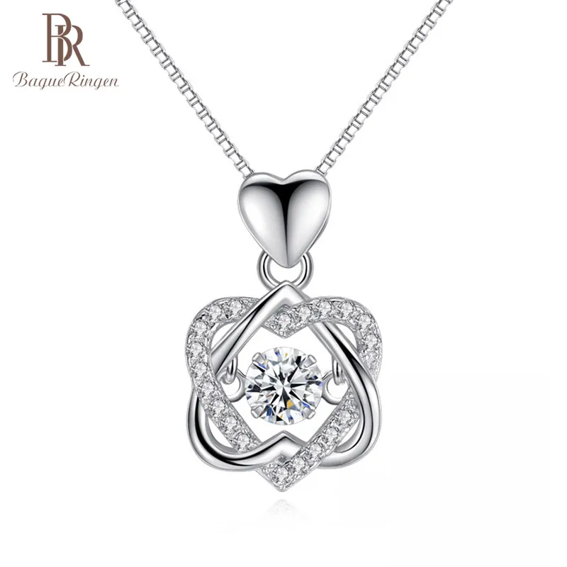 Bague Ringen Argint 925 colier cu zircon pandantiv crescut de culoare de aur s925 bijuterii fine femeie petrecere de nunta cadou