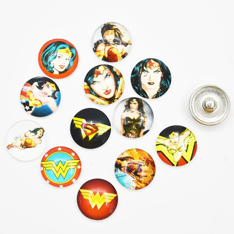 50PCS Amestecat Ginger Snap Butonul Bijuterii Erou Wonder Woman Pentru DIY 18MM Sticlă Butonul Snap Bratara Colier Bijuterii