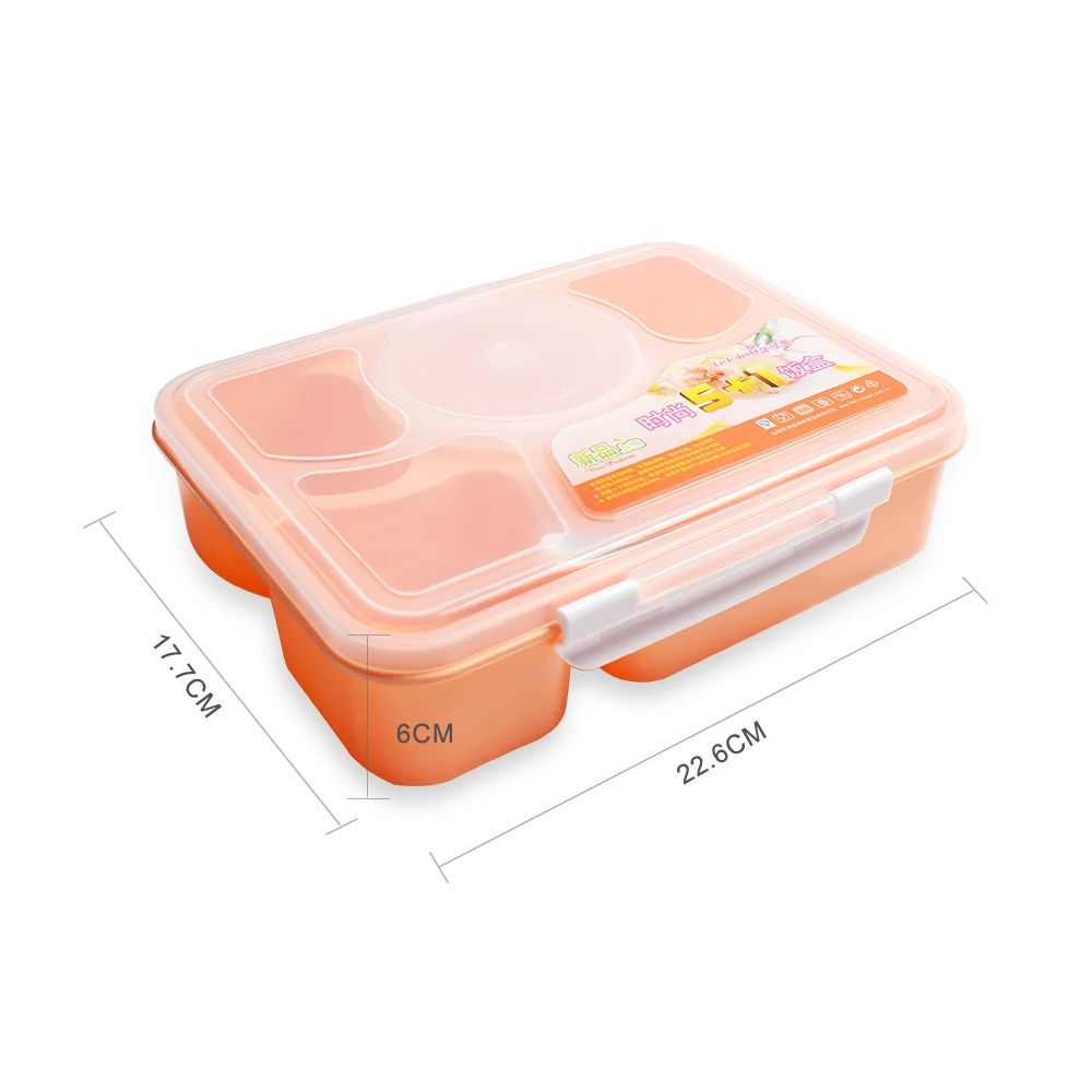 Portabil cu Microunde Copii masa de Prânz Caseta 5 Compartimente cu Supa Bento Cutii etanșe Copii Cadou de Alimentare Recipient cu Lingura