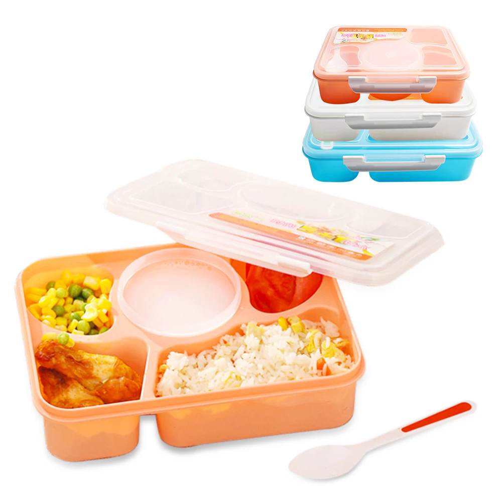 Portabil cu Microunde Copii masa de Prânz Caseta 5 Compartimente cu Supa Bento Cutii etanșe Copii Cadou de Alimentare Recipient cu Lingura