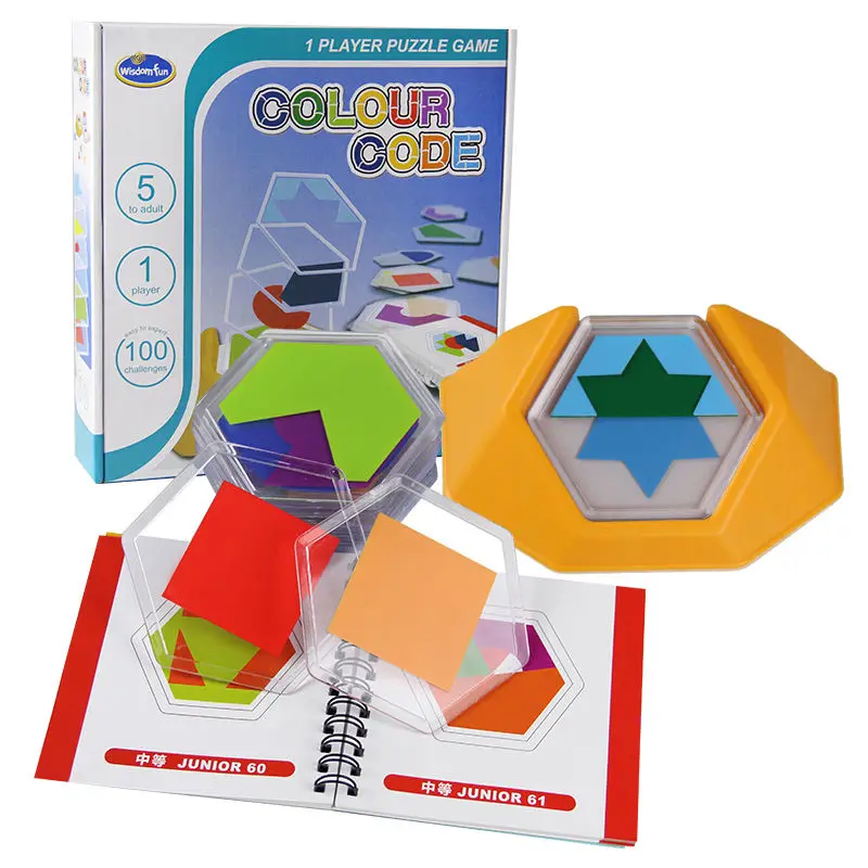 100 Challenge joc de Logica Bord Cod de Culoare de Jocuri de Puzzle Tangram 4 Straturi Jucarii pentru Copii de a Dezvolta Abilitățile de Raționament Spațiale