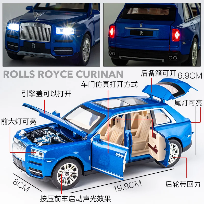 KIDAMI 1:24 Rolls Royce Cullinan Aliaj Model Auto Diecast Simulare SUV Metal Masina Trage Înapoi Lung de Mașini de Colecție pentru Copii Băiat Cadouri