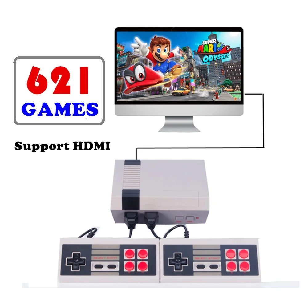 8 Biți Joc de Mini Consola Port HDMI Retro Consolă de jocuri Video Built-In 621 Clasic de Jocuri Portabile HD 4K TV de Familie Joc Video Player