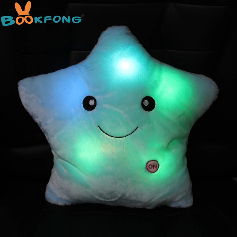 BOOKFONG Colorat Forma de Stea Jucării Stele Stralucitoare Luminoasă cu LED-uri de Lumină Perna Moale, Relaxați-vă Cadou Zâmbet Pernă Îndrăgostiților Cadou