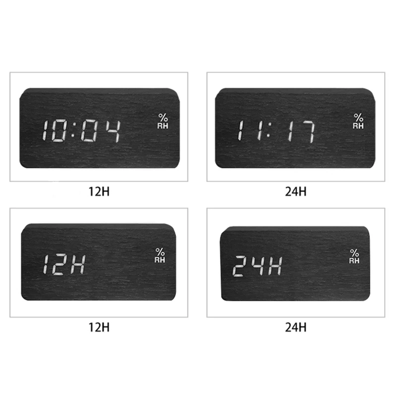 Modernă cu Led-uri Ceas cu Alarmă de Temperatură și Umiditate Electronice Digitale Desktop Ceasuri de Masa,Negru + alb subtitrare