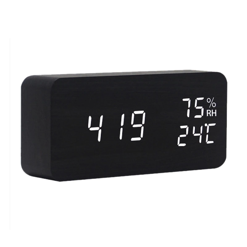 Modernă cu Led-uri Ceas cu Alarmă de Temperatură și Umiditate Electronice Digitale Desktop Ceasuri de Masa,Negru + alb subtitrare