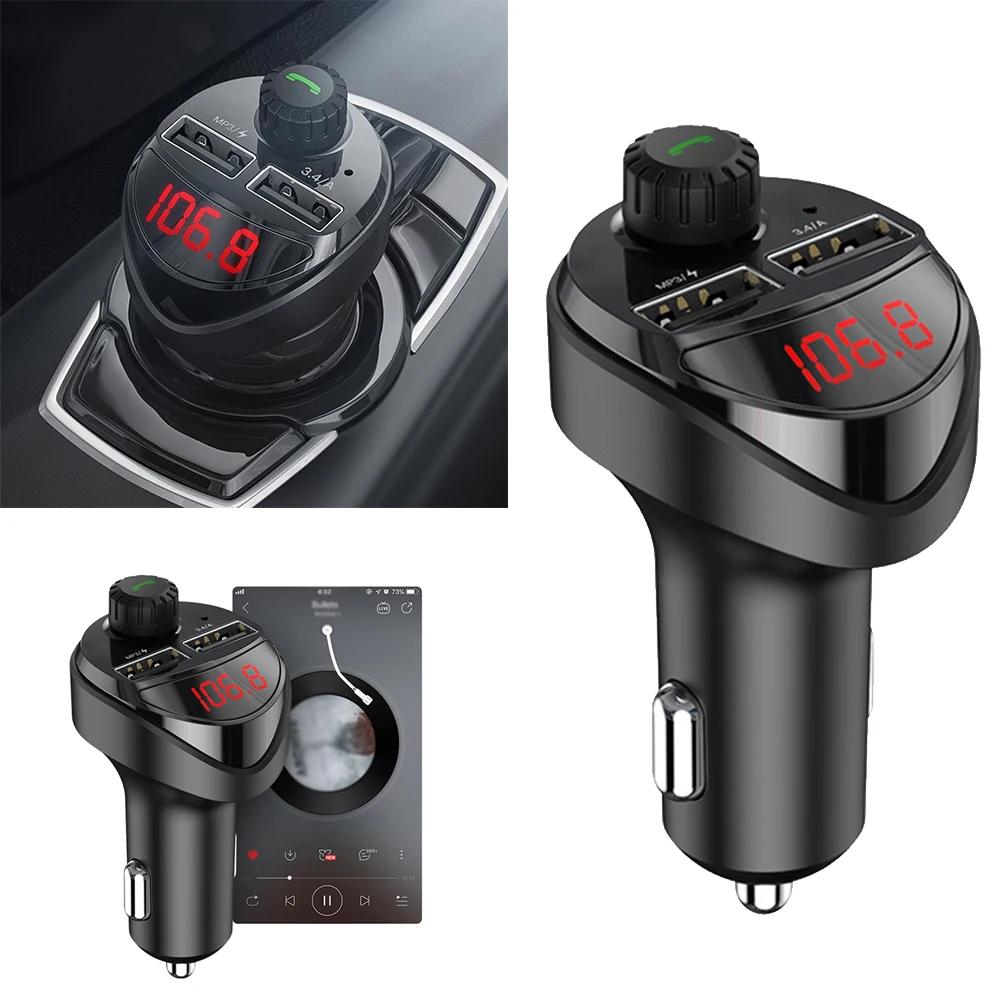 Masina Wireless 3.4 Un Dual USB Încărcător, Hands-free Bluetooth AUX Audio FM Adaptor Bluetooth Car Charger