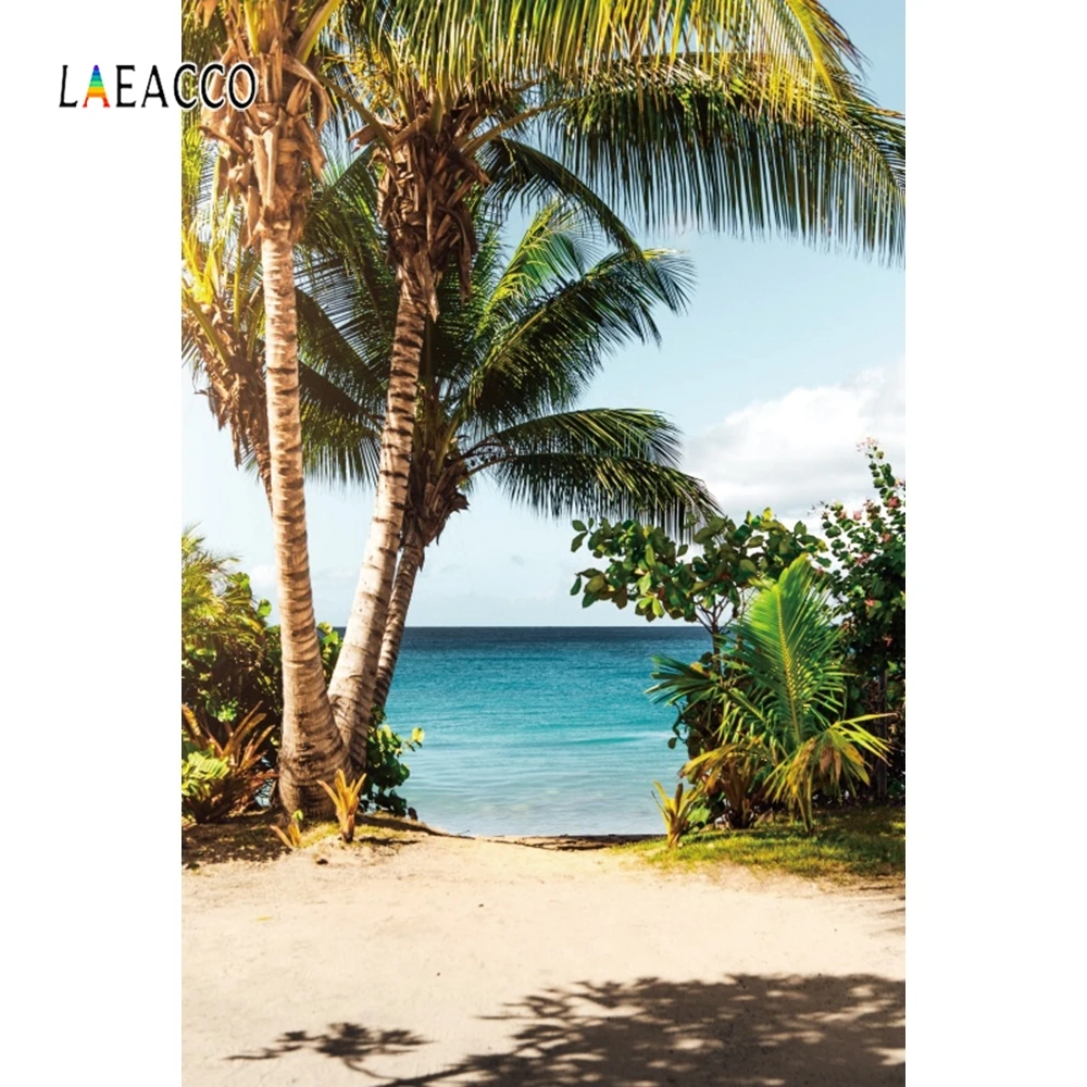 Laeacco Tropicale Photophone Mare, Plajă, Palmele Copaci Fundaluri De Fotografie Portret De Vara Fundaluri Foto Aloha Petrecere Photocall