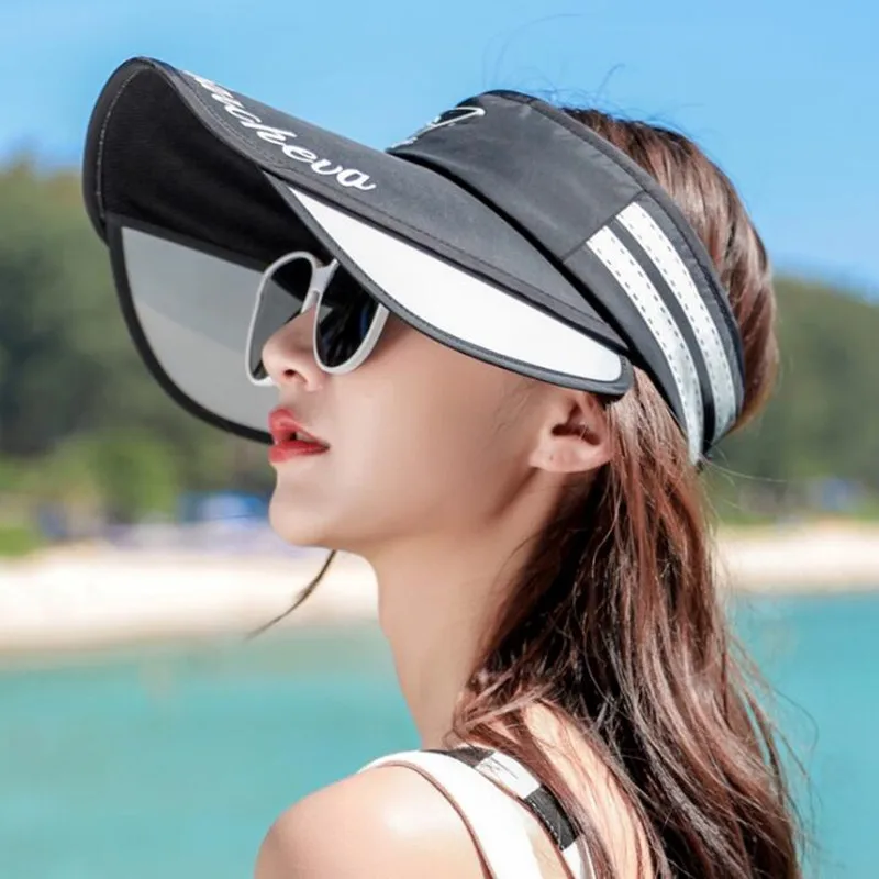 XdanqinX Femei Goale Pălărie de Top Spațioase Pălării de Soare Roman Parasolar Retractabil Femei Beach Pălărie NOUĂ Dimensiune Ajustabila de Moda de sex Feminin Capac