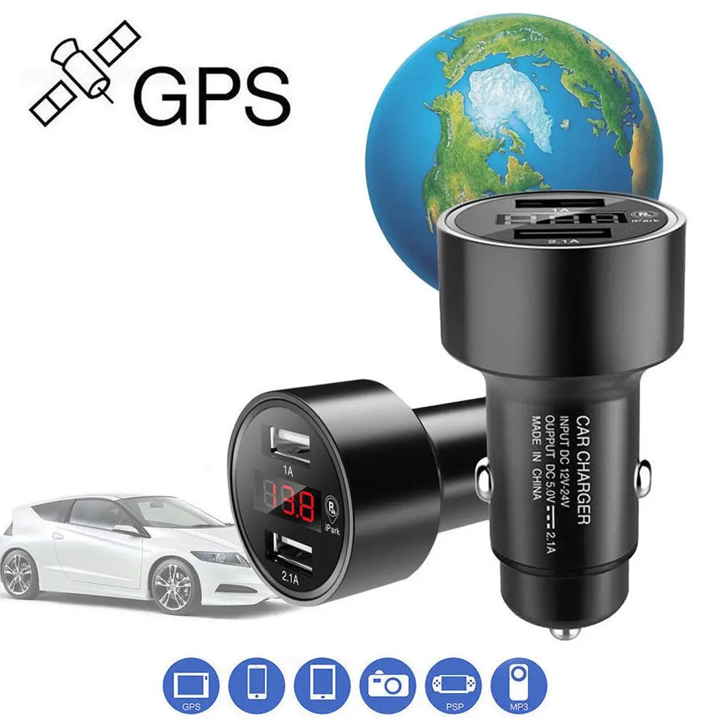 New Sosire GPS Auto Tracker Localizare în Timp Real de Urmărire Dispozitiv Dual USB Încărcător Voltmetru Bricheta Auto Incarcator