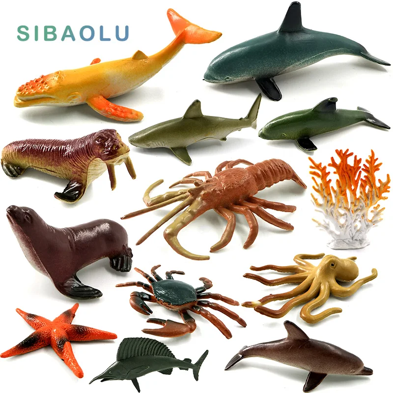 Simulare de Plastic mare, Rechin, Pește Delfin homar, crab, caracatita Animale Model Figura Creaturi Ocean de Cadouri Pentru Copii Jucarii Copii