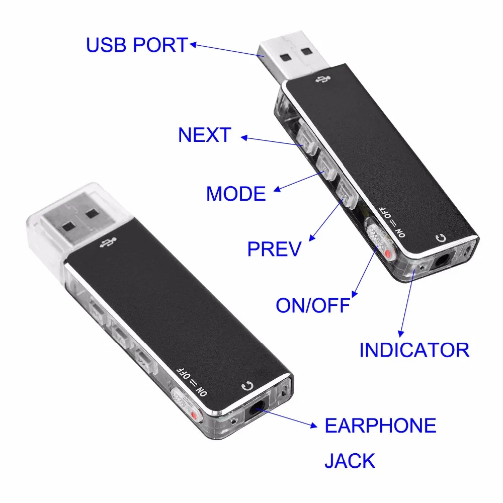003 Escytegr Mini Reportofon Digital Sound Recorder Audio 8GB USB Flash Driver, MP3 Player Dictafon Cu Cască