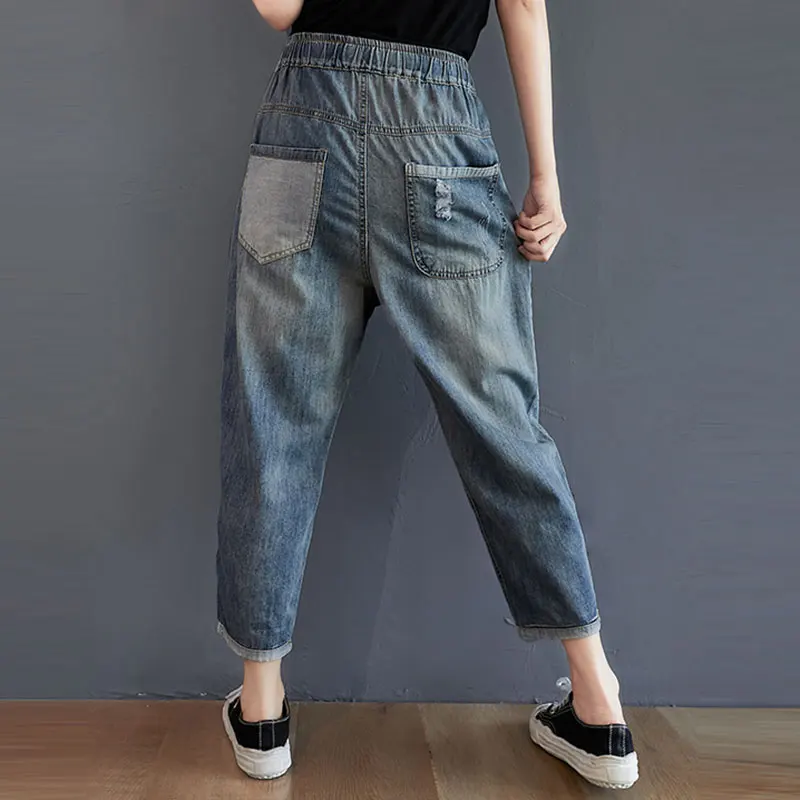 Toamna Anului Nou Stil De Arte Femei Vintage Broderie Vrac Blugi Plus Dimensiune Bumbac Denim Pantaloni Harem Femme Blugii Mujer S9