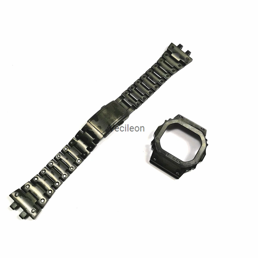 Camuflaj și Albastru 316 din Oțel Inoxidabil Watchbands și Rama Pentru GMW-B5000 Metal Ceas din Oțel Brățară Acoperă Cu Instrumente