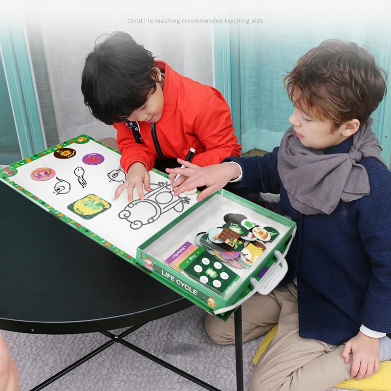 8 Animale Ciclul de Viață Puzzle Magnetic Cognitive Jucarii Educative pentru Copii, Puzzle-Carduri Magnetice Montessori Joc Jucarii pentru Copii
