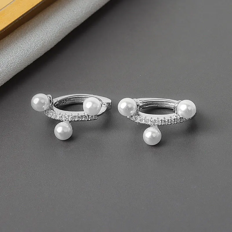 SIPENGJEL Moda Zircon Rotund Cerc de Aur Hoop Cercei Mici, Cercei cu Perle Pentru Femei Bijuterii Stil coreean