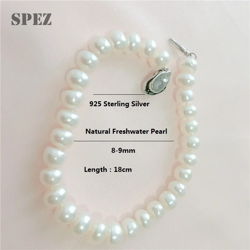 Naturale de apă Dulce Pearl Brățară de 8-9mm Argint 925 Bratari Pentru Femei Bijuterii Cadou SPEZ
