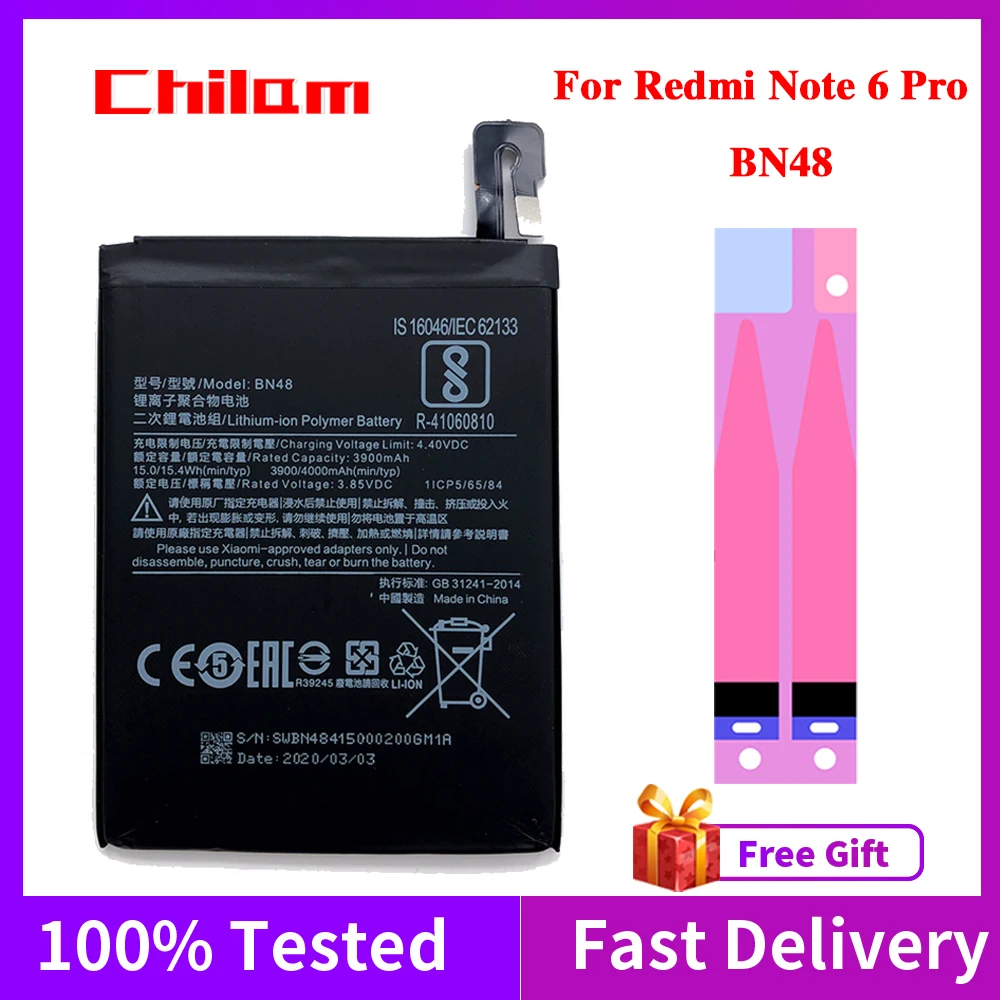 Calitate Original Baterie BN48 Pentru Xiaomi Redmi Nota 6 Pro Baterie 4000mAh Capacitatea Reală Pentru Redmi Notă 6Pro Înlocuirea Bateriei