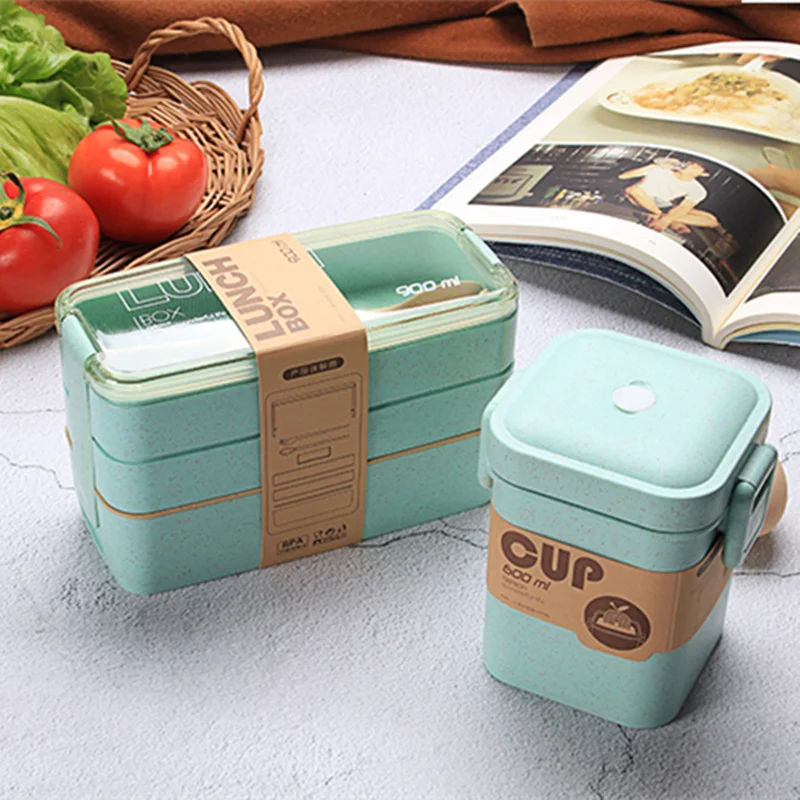 900ml Alimentare Container pentru Alimente Cutie Bento Japoneză Termică Gustare Cutie de Prânz pentru Copii cu Compartiment Etans Prânz Cină