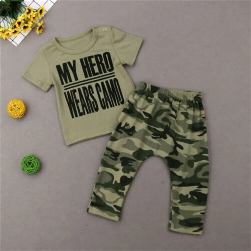 0-18 Luni Băieți Copii Haine Set Scrisoare De Imprimare Topuri Tricou De Baiat Verde Cu Maneci Scurte T Shirt Baieti Pantaloni De Camuflaj Copii Set