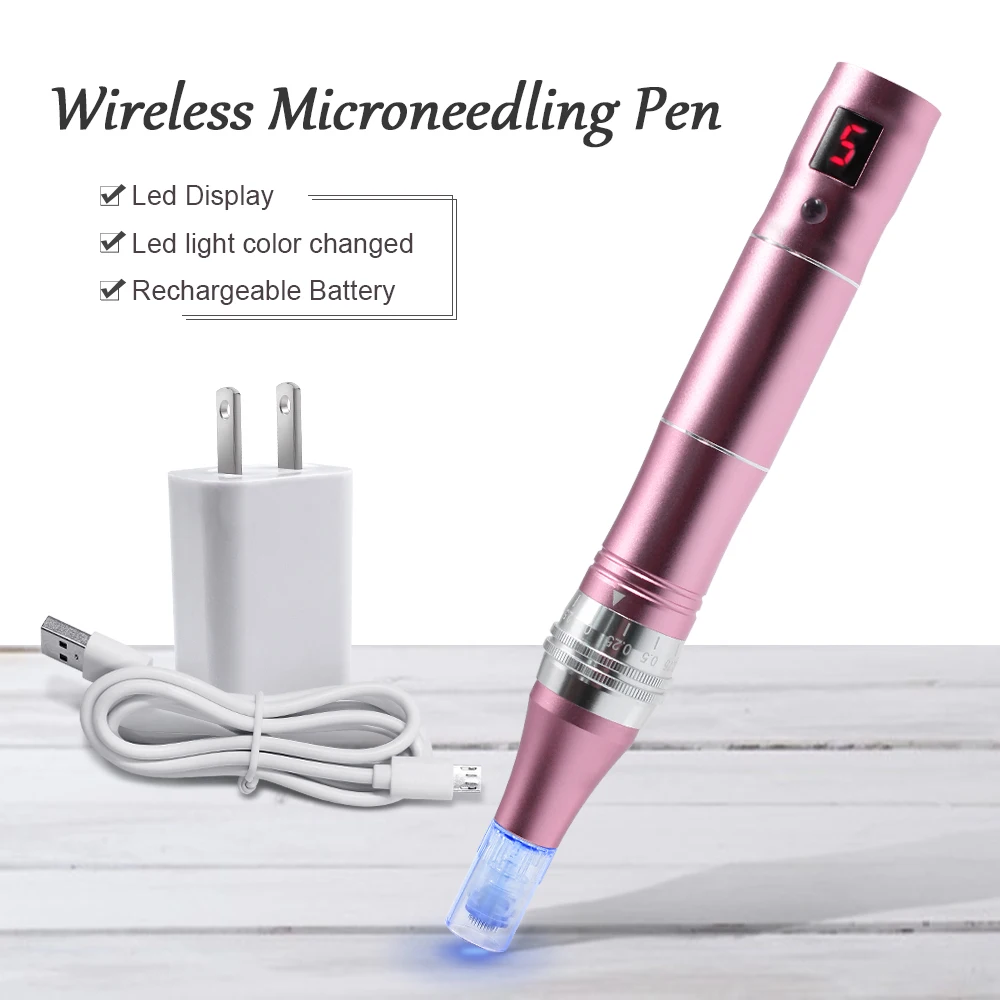 Profesionale 7 LED-uri de Culoare Wireless Microneedling Pen Electric Wireless Derma Automat cel Mai bun de Îngrijire a Pielii Tool Kit Utilizarea Acasă de Frumusete