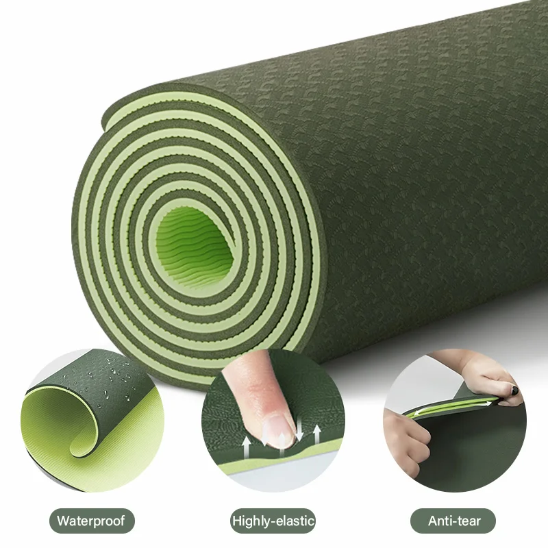 TPE Dublu Strat anti-alunecare 6mm Yoga Mat Kneepad Exercițiu Sport Saltea pentru Fitness si Pilates, Gimnastică Acasă fără Gust Pad