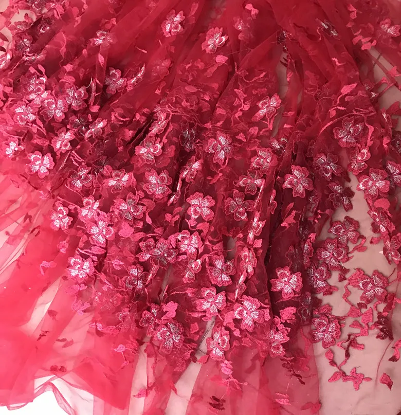 Albastru deschis roz 3D broderie dantelă flori tesatura senior nunta fotografiere live fundal îmbrăcăminte rochie tesatura