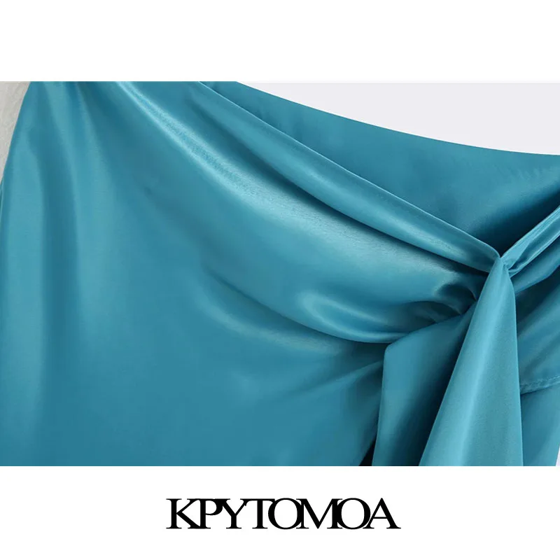 KPYTOMOA Femei 2020 Moda Chic Cu Nod Wrap Fusta Midi Vintage Talie Mare Fantă de sex Feminin Fuste Faldas Mujer