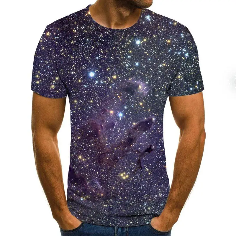 Galaxy model de spațiu de imprimare 3D T-shirt casual de vară stil de moda de imprimare cu mânecă scurtă T-shirt pentru bărbați tricou art strada pânză