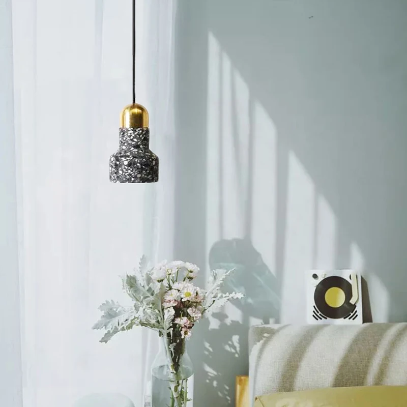 Design Nou Candelabru Agățat Lampă Industriale Din Beton Mozaic Pandantiv Lumina Bucătărie Prindere Nordic Lampa De Pe Noptiera Pentru Dormitor