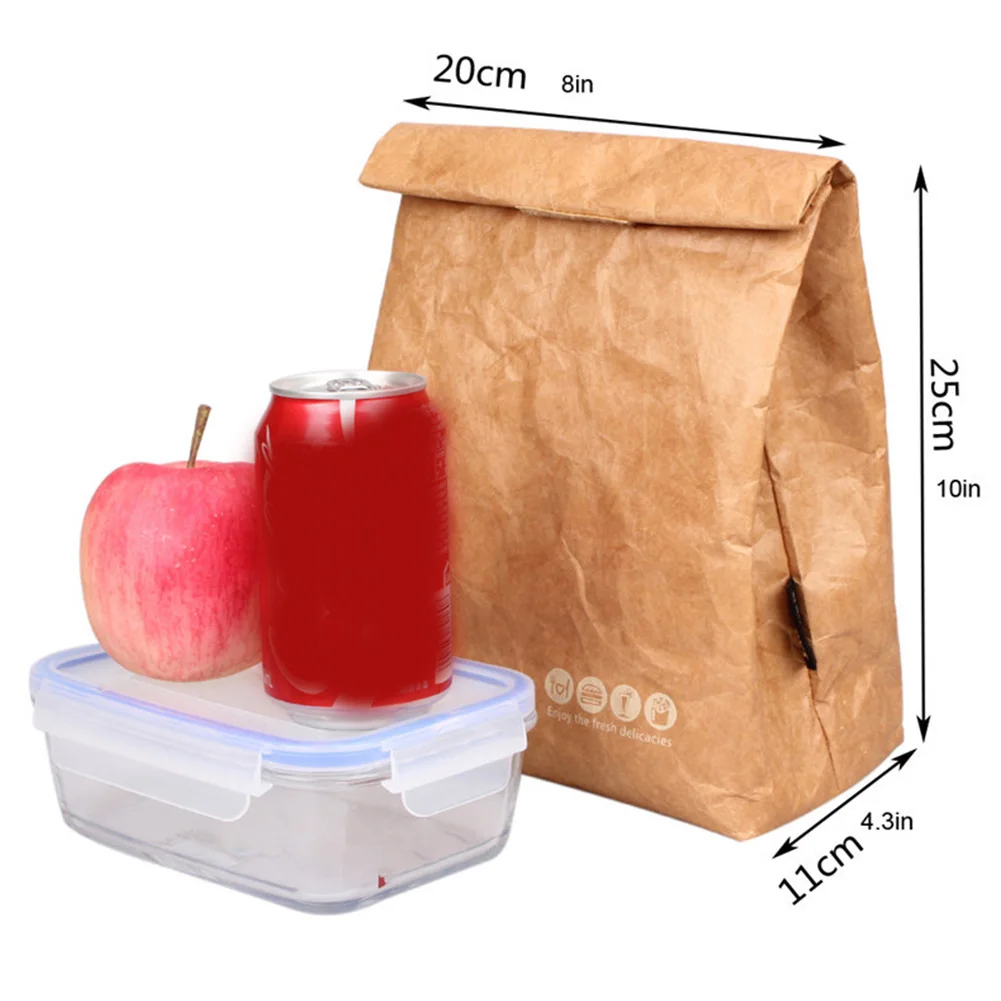 Pliabil hârtie caseta de prânz reutilizabile etanșă alimentare de mare capacitate sac de masa de prânz rezistent la apă izolare termică hârtie de aluminiu